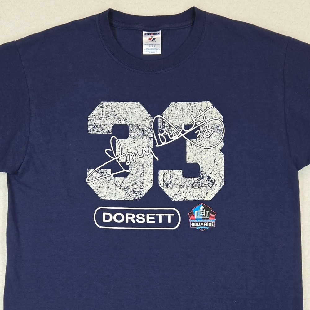 Vtg Jerzees Tony Dorsett Hall of Fame T-Shirt Men Large Navy Blue 33 Graphic Tee - Picture 4 of 10